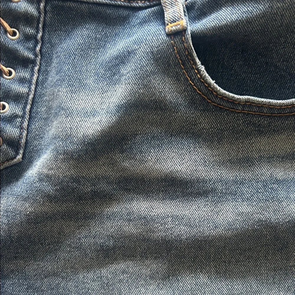 No Boundaries Blue Lace-Up Jean Shorts